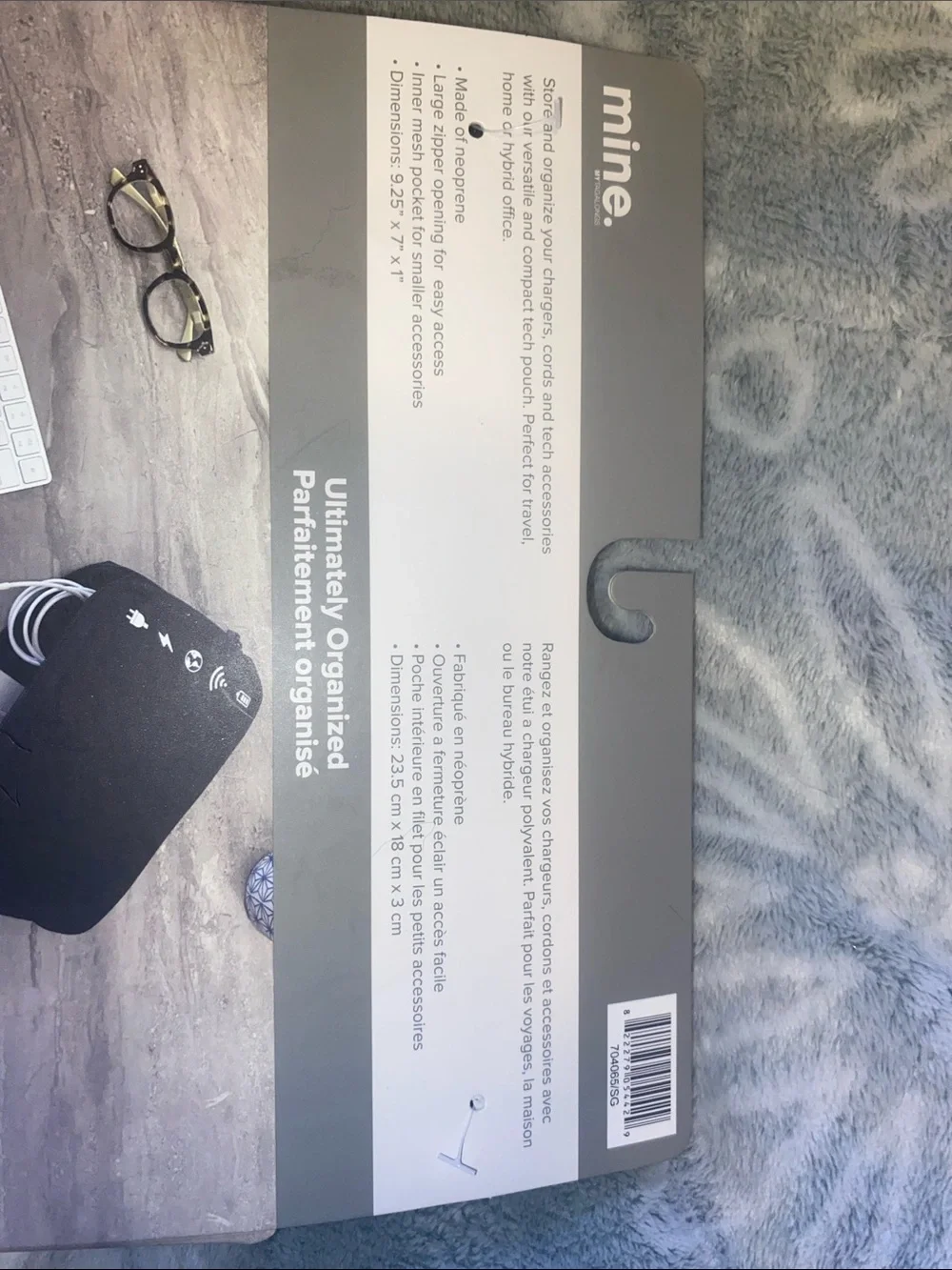 mine Gray Tech Accessories Pouch Organizer